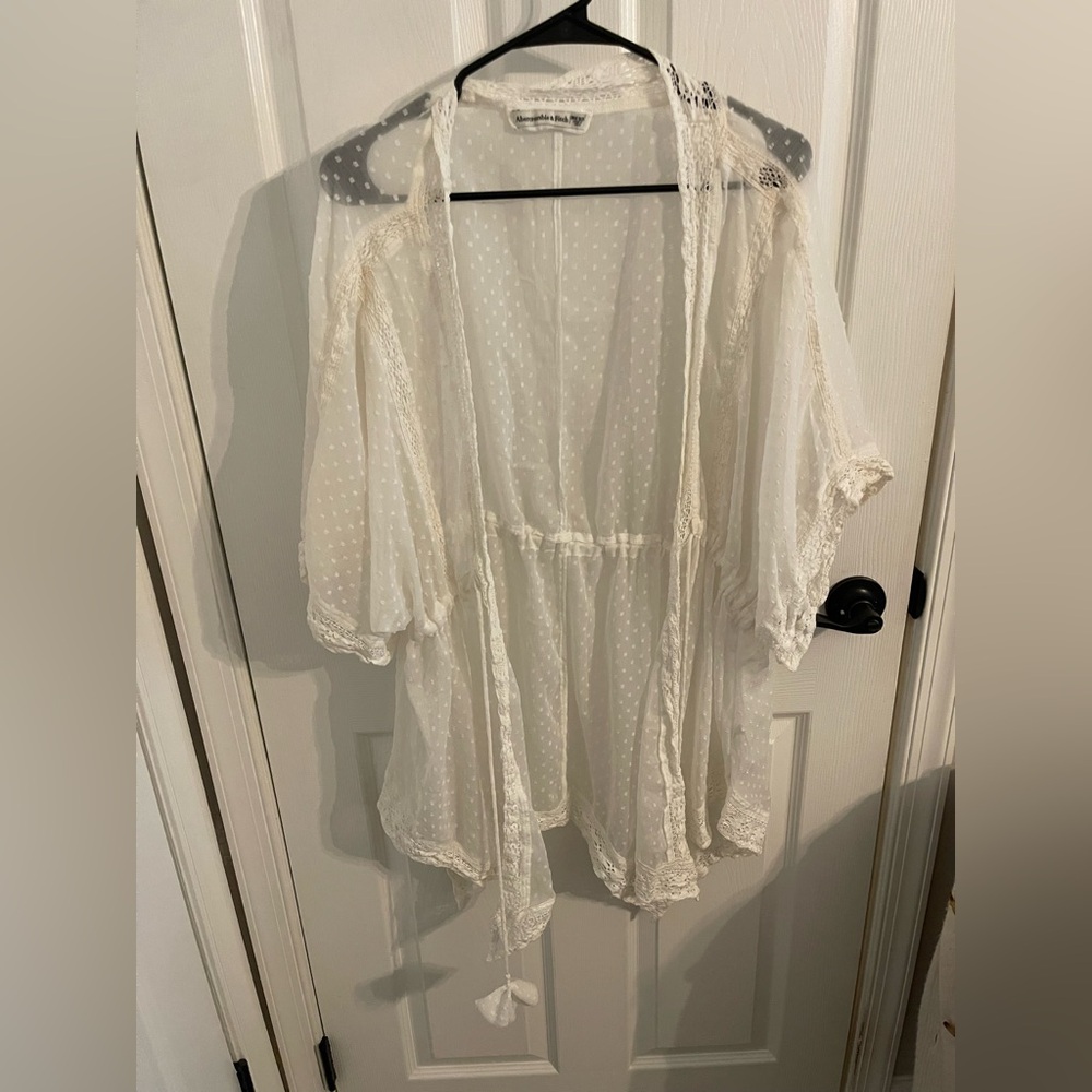 Abercrombie & Fitch Cream Sheer Swim Coverup